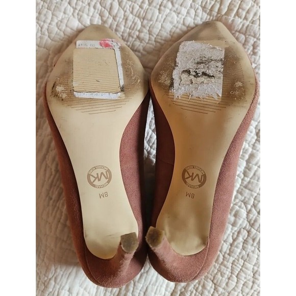 Michael Kors Suede Violet PUMP Dusty Rose Court Rhinestone Flower EUC - Picture 6 of 9